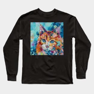 Scruffy Cat Oil Painting Long Sleeve T-Shirt